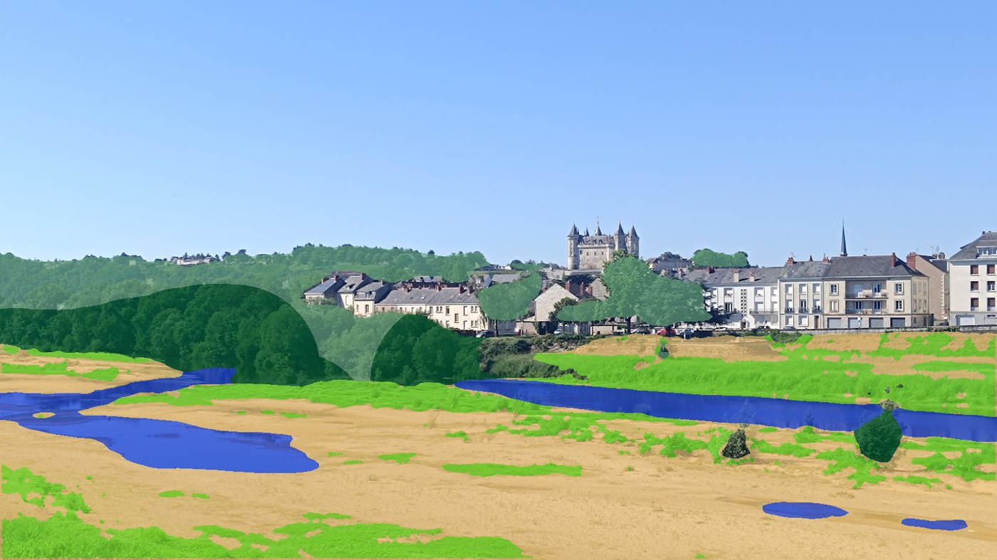 Herbe, sable et ripisylve séparés